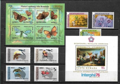 C5734- Lot timbre nestampilate MNH,Romania+Liechtenstein foto