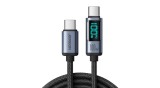 Cablu Joyroom Prism Series A16 USB-C / USB-C 100W 1.2m cu afișaj LED - Negru
