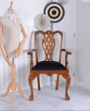 Scaun Chippendale din lemn mahon cu tapiterie neagra MAR113