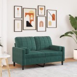 VidaXL Canapea cu 2 locuri cu pernuțe, verde &icirc;nchis, 120 cm, catifea 3278211