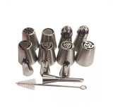 Set 12 Duiuri Inox Ornat Prajituri/Torturi, Diverse Modele, 5cm, Curatator Inclus