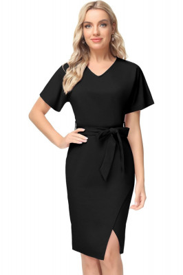 Rochie eleganta tip business, pentru femei, model elegant tip creion, lungime medie, slit frontal, ideala pentru stilul office sau petreceri, cocktail foto