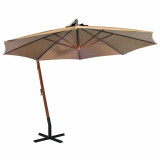 Umbrela suspendata cu stalp, gri taupe, 3,5x2,9 m, lemn brad GartenMobel Dekor, vidaXL