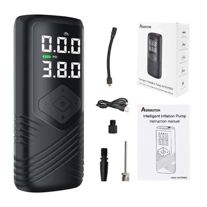 Compresor portabil 3 in 1 (lanterna+baterie externa) auto, moto, bicicleta
