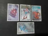 Seria Completă Laos 1992 - Jocurile Olimpice de Iarnă Albertville 92, Schi, Bob, Sanie, 4v, Ștampilată -A333