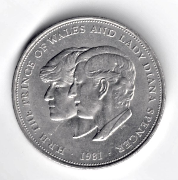 ANGLIA 25 CENTS 1981 LADY DIANA SI PRINTUL CHARLES AUNC