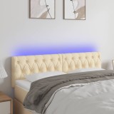 Cumpara ieftin Tăblie de pat cu LED, crem, 144x7x78/88 cm, textil