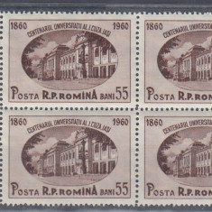 ROMANIA 1959 LP 486 CENTENARUL UNIVERSITATII A.I.CUZA IASI BLOC DE 4 TIMBRE MNH