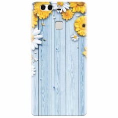 Husa silicon pentru Huawei P9 Plus, Sunflower On Blue Wood