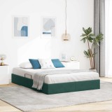 vidaXL Pat cu storage cu headboard Verde &icirc;nchis 140 x 190 cm Catifea 3442883