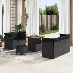vidaXL Set de canapele pentru grădină 8 pcs Negru poliratan 3361424