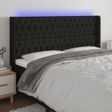 VidaXL Tăblie de pat cu LED, negru, 203x16x118/128 cm, textil