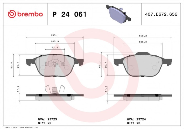 BREMBO P 24 061 PRIME LINE set placute frana,frana disc