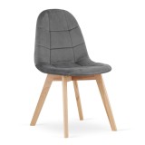 Scaun bucatarie/living, Artool, Bora, catifea, lemn, gri inchis, 44.5x54x81.5 cm, Leobert
