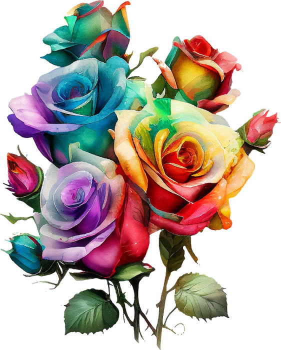 Sticker decorativ, Trandafiri, Multicolor, 74 cm, 1354STK-3