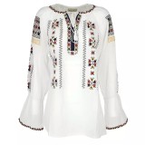 Cumpara ieftin Bluza Tip Ie Traditionala Alba cu Motiv Floral Multicolor de Dama - IMS69