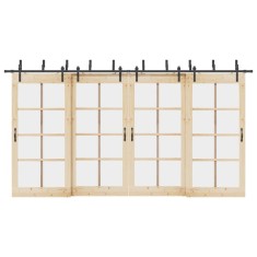 vidaXL Set feronerie pentru uși glisante, negru, 427 cm, oțel 3295740
