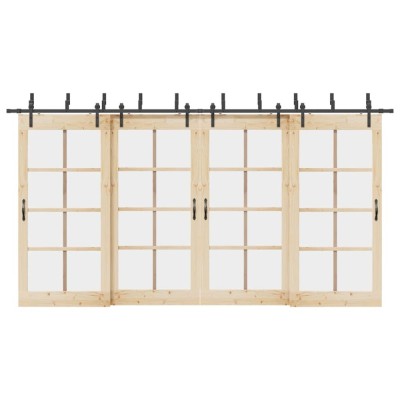vidaXL Set feronerie pentru uși glisante, negru, 427 cm, oțel 3295740 foto