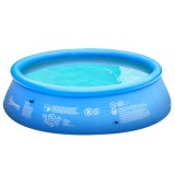 Outsunny Piscină Gonflabilă cu 3 Straturi pentru 3-4 Persoane, cu Supapă de Scurgere și Pompă Manuală Inclusă, &Phi;274x76 cm, Albastru | Aosom Romania