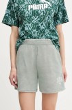 Puma pantaloni scurți culoarea verde, cu imprimeu, high waist, 685035