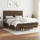 vidaXL Pat box spring cu saltea, maro &icirc;nchis, 160x200 cm, textil 3137408