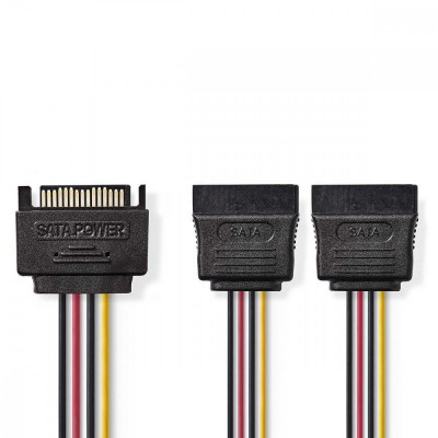 Cablu alimentare SATA15 pin tata - 2x SATA 15 pin mama 0.15m NEDIS foto