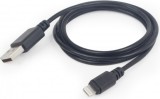 CABLU alimentare si date GEMBIRD, pt. smartphone, USB 2.0 (T) la Lightning (T), 2m, negru, &quot;CC-USB2-AMLM-2M&quot; (timbru verde 0.08 lei)