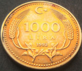 Moneda 1000 LIRE - TURCIA, anul 1993 * cod 1430 = luciu batere