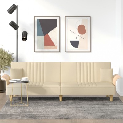 Canapea extensibilă cu cotiere, crem, material textil foto