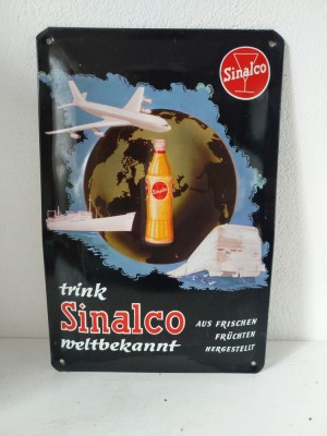 Placa metalica reproducere reclame vechi: think Sinalco weltbekannt aus frischen fruchten hergestellt, 20x30cm foto
