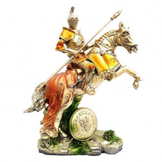 Statueta decorativa, Soldat cu sulita pe cal, Auriu, 28 cm, 1601G