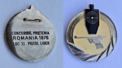 TIR - Concursul Prietenia Romania 1976 - Locul 2 Pistol liber, Medalie premiu foto