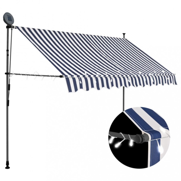 Gossi copertina retractabila manual cu led, albastru &amp; alb, 250 cm