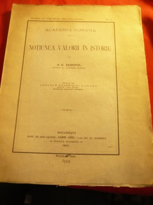 AD Xenopol - Notiunea Valorii in Istorie - 1905 Ed.C.Gobl , 33 pag foto