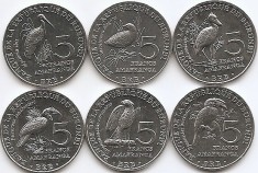 Burundi Sert 6 - 5, 5, 5, 5, 5, 5 Franci 2014 - Pasari, Aluminiu, V22, UNC !!!