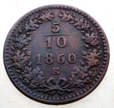 F.247 AUSTRIA 5/10 KREUZER 1860 E RARA foto