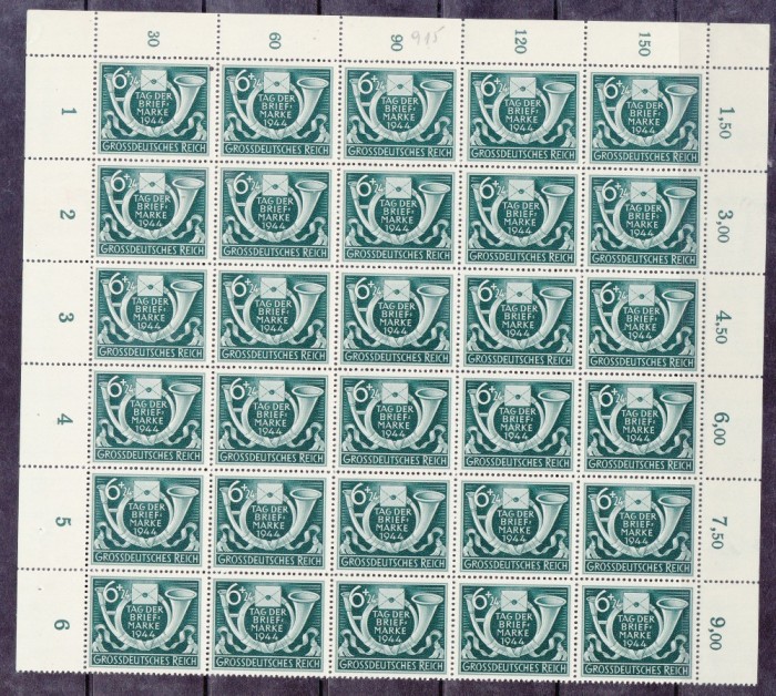 Germania Reich 1944 / Ziua Filateliei / Bloc de 30 MNH