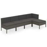 Cumpara ieftin Set mobilier de gradina cu perne, 5 piese, gri, poliratan