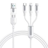 Cumpara ieftin Cablu de incarcare si transfer date, 5 in 1, Lightning, USB-C, Micro USB, USB-A, lungime 1.2 m, alb, Dactylion
