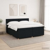 Cumpara ieftin Pat boxspring cu saltea Negru 200 x 200 cm Tesatura