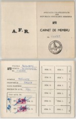 Romania, Carnet de membru A.F.R., Bucuresti, 1989