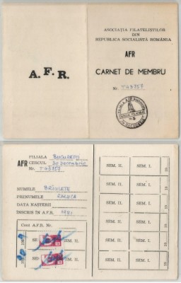 Romania, Carnet de membru A.F.R., Bucuresti, 1989 foto