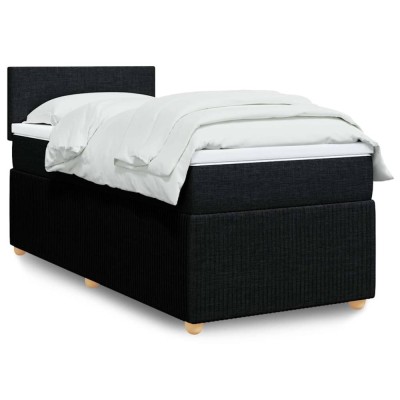 vidaXL Pat box spring cu saltea, negru, 80x200 cm, textil foto