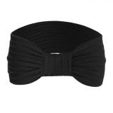 Bentită Păr Damă, Ribbed, Lățime 9cm, Culoare Negru