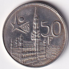 Belgia 50 Francs 1958 - (Brussels World's Fair 1958) Argint 12.5g/835, KM-151.1