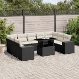 Gossi set canapele de gradina cu perne, 10 piese, negru, poliratan