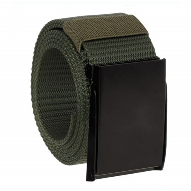 Curea centura Pufo Army Style pentru barbati 3.8 x 115 cm, reglabila, verde