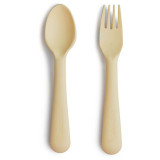 Mushie Fork and Spoon Set tac&acirc;muri Pale Daffodil 2 buc