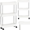 Dulap Cărucior Coafor Cosmetică Enzo HL-64 Alb, 3 Rafturi, Roți 360&deg;, Oțel Inoxidabil, 40x13x61 cm
