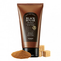 Spuma de curatare exfolianta pe baza de zahar Black Sugar Perfect, 180g, Skinfood